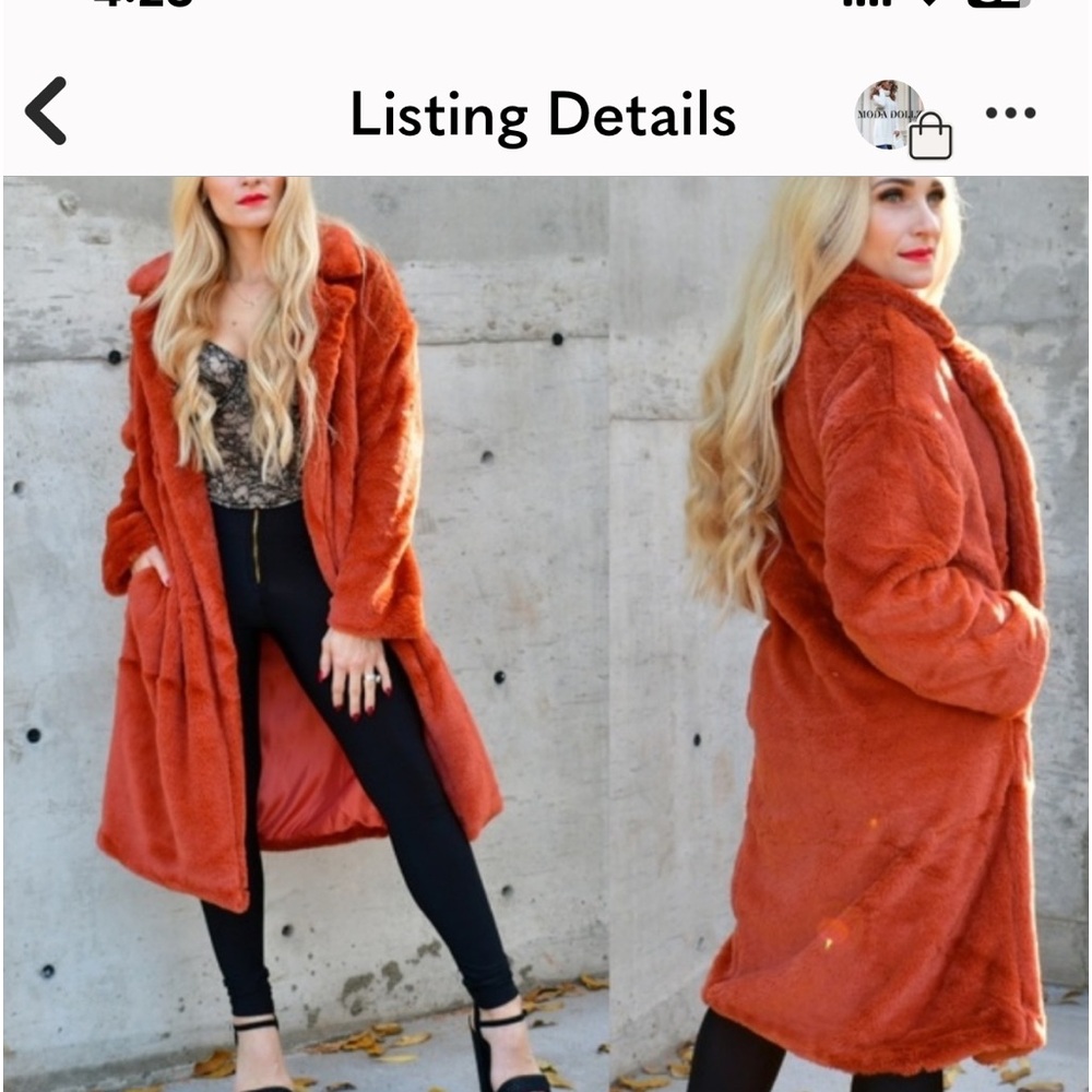 GIA Burnt Orange Faux Fur Coat